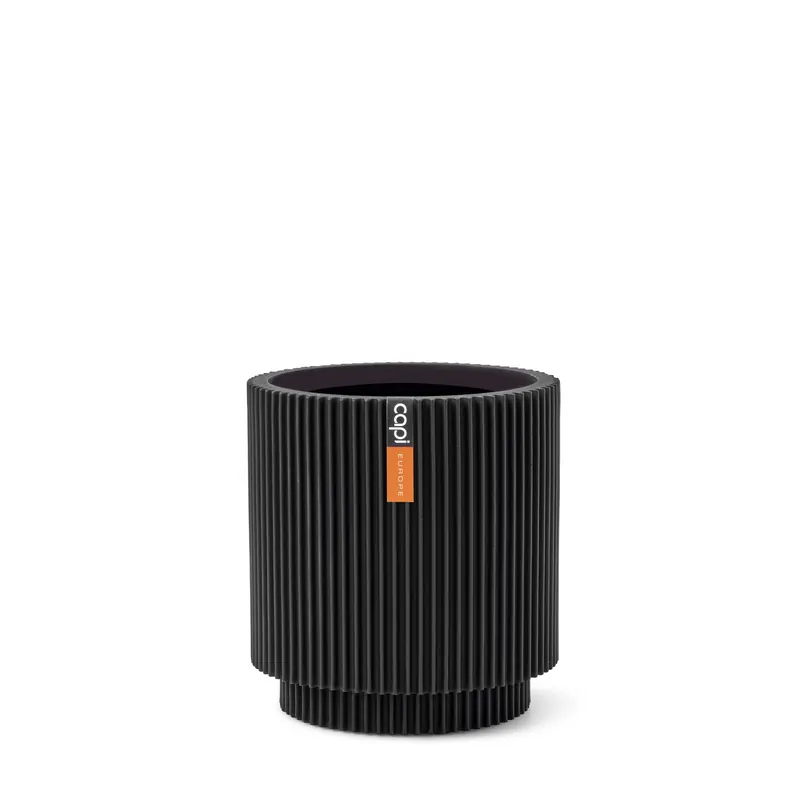 CAPI POT Vase cylinder Groove 19x21 black - Nog maar een paar beschikbaar