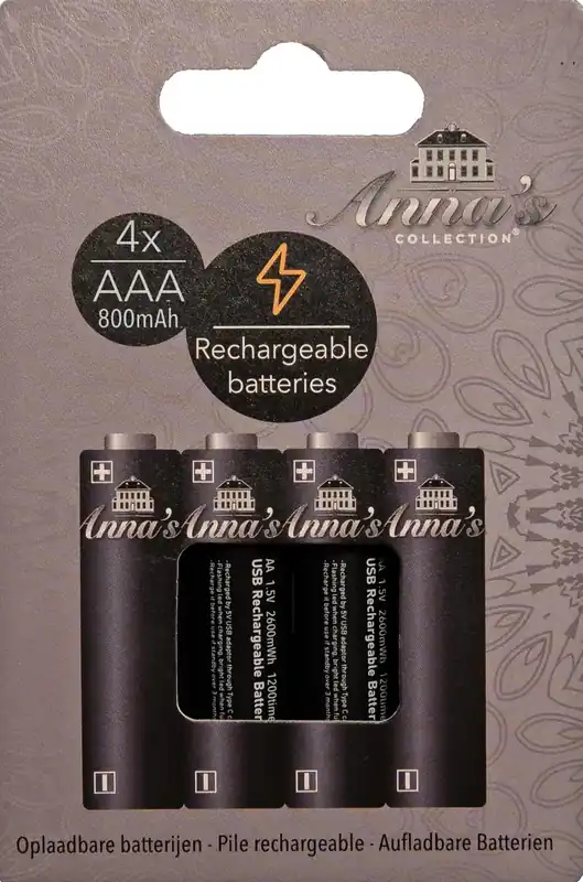 Anna‘s Collection oplaadbare batterij AAA 4st - Favoriet van klanten