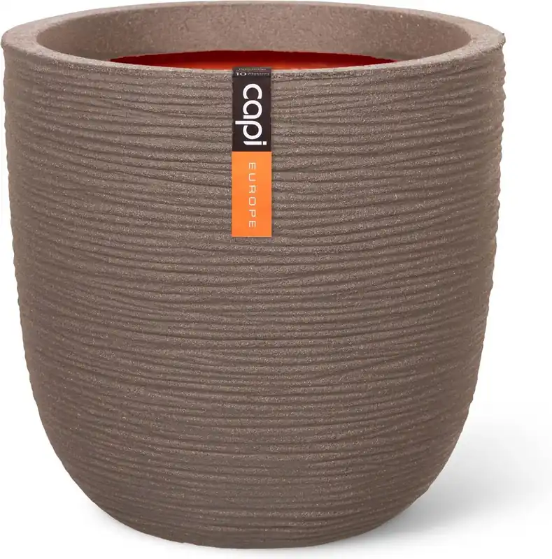 Extra voordeel | Capi Europe bloempot bol Rib NL warm taupe h41xb43 Ø 38 cm
