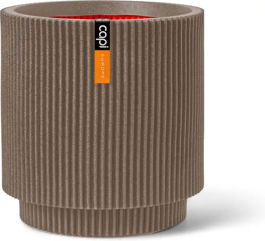 Capi Europe vaas cilinder groove nl warm taupe h46xb44 Ø41 cm | Alleen vandaag