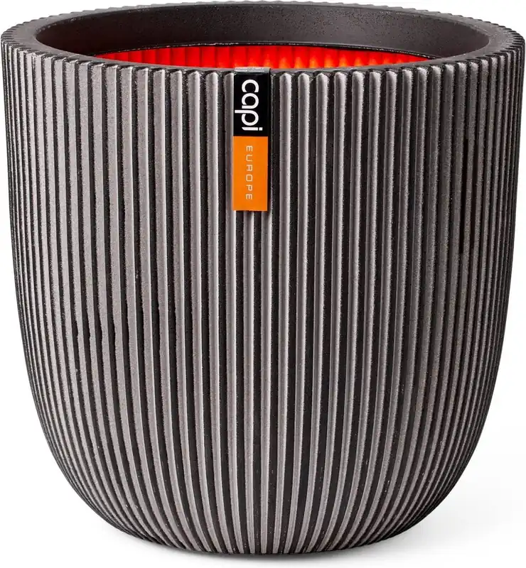 Op = op | Capi Europe bloempot bol groove nl antraciet h35xb35 Ø 29-30 cm