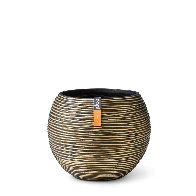 Online bestelbaar | CAPI POT Vase ball Rib 29x26 black gold