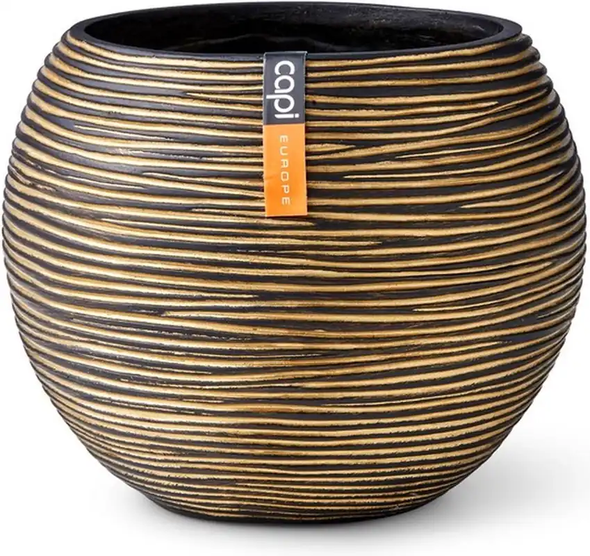 Capi Europe Vaas bol rib goud h15xb18 Ø12 cm - Zolang de voorraad strekt