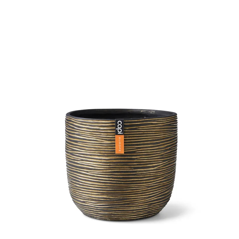 CAPI POT Planter ball Rib 24x21 black gold | Extra voordeel