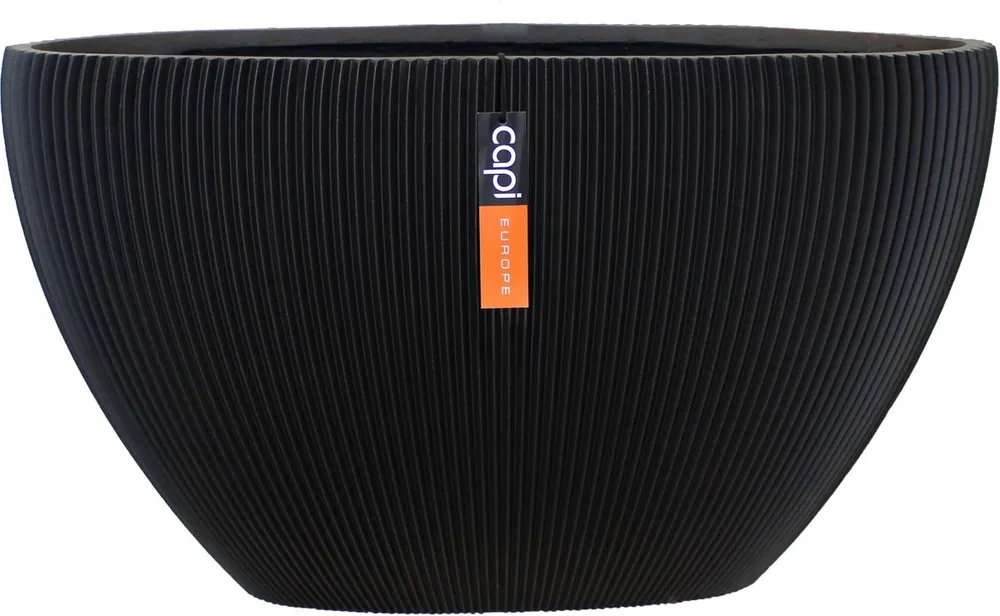 Nog maar een paar beschikbaar - Capi Europe bloemPot ovaal groove zwart h34xb14xl59