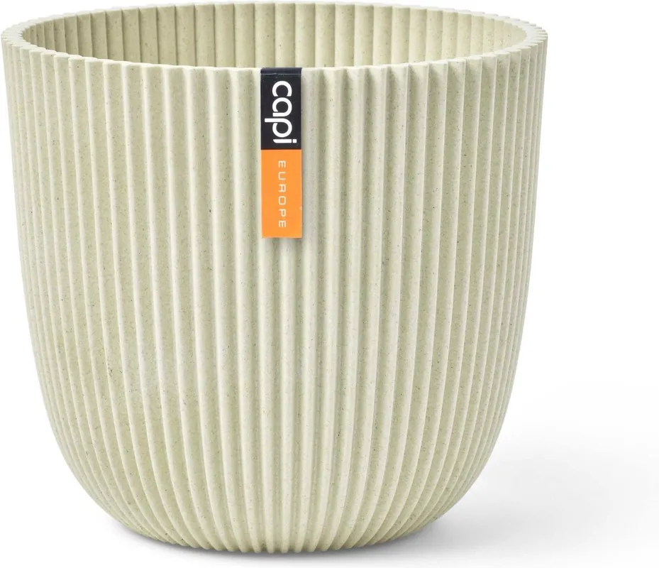 Actie - Capi Europe bloempot bol groove zaagsel biege H20xB22 Ø20 cm