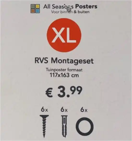 Direct beschikbaar - Rvs Montageset Xl Posters