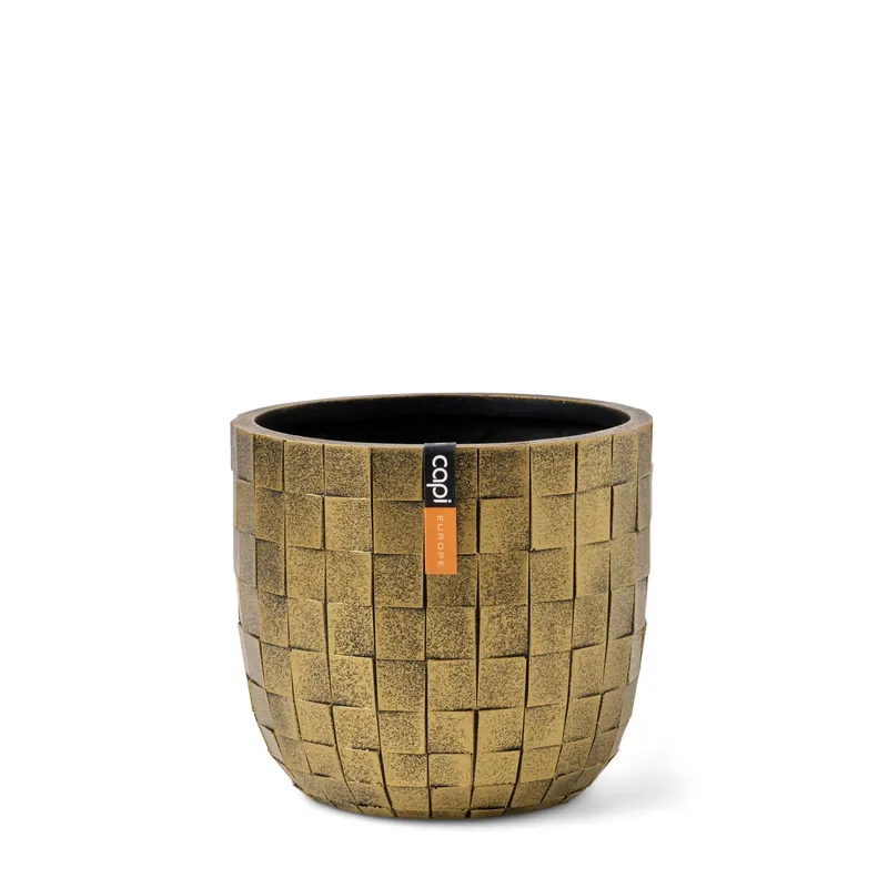 CAPI POT Planter ball Blocks 24x21 black gold | Scherp geprijsd