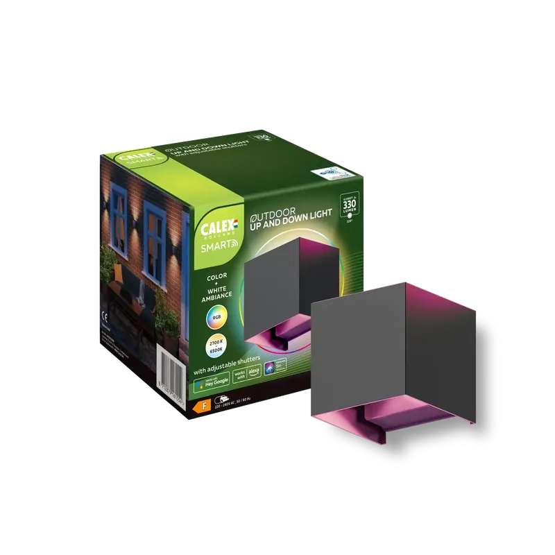 Veel voordeel - Calex Smart Outdoor Square Wall Light RGB+CCT (2700-6500K) Bluetooth Mesh