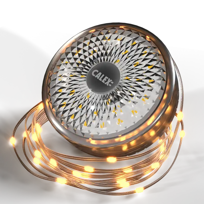 CALEX Outdoor Battery Rechargeable Stringlight SMD 3.7W 150LM RGB+2700K Grijs - Veilig betalen