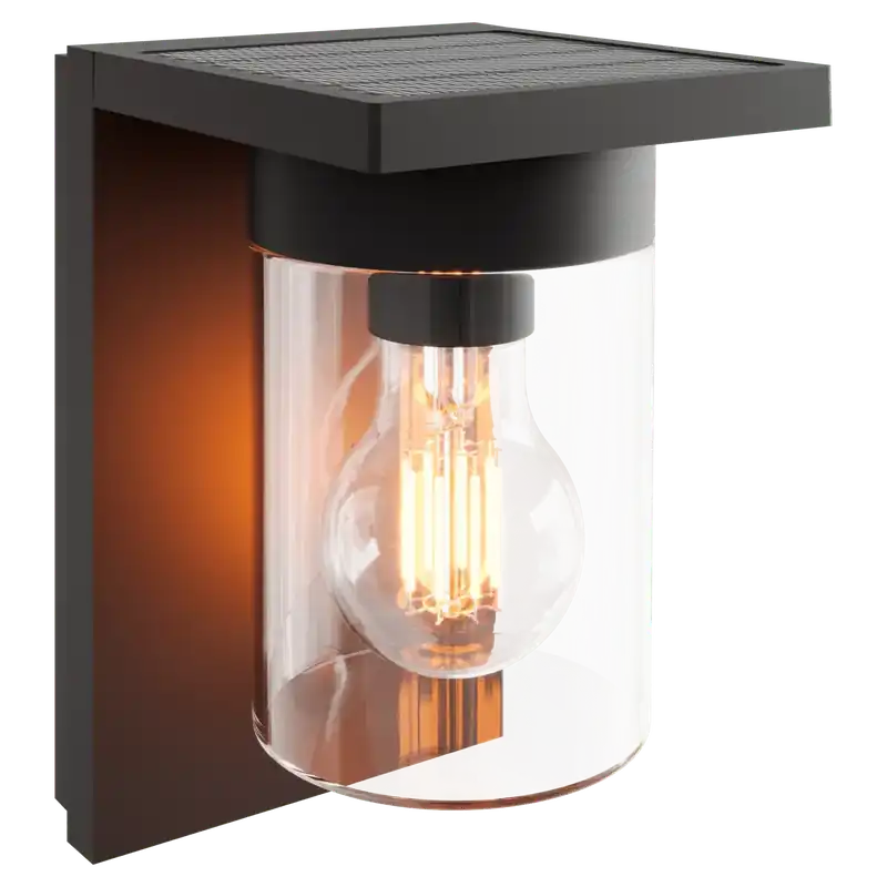 CALEX Asti Outdoor Rechargeable Solar Wandlamp SMD 1.6W 150LM 2700K Zwart | Outlet