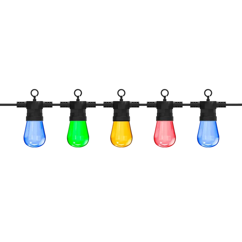 Calex lichtsnoer 220-240V 10 lampen (ST45) RGB 3.6W snoer 10mtr met afstandsbediening - Spoedlevering