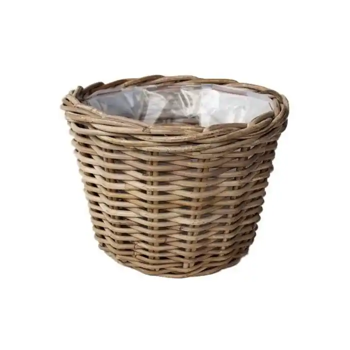 Direct leverbaar | VDL Pot rotan d25h18cm antiek grijs