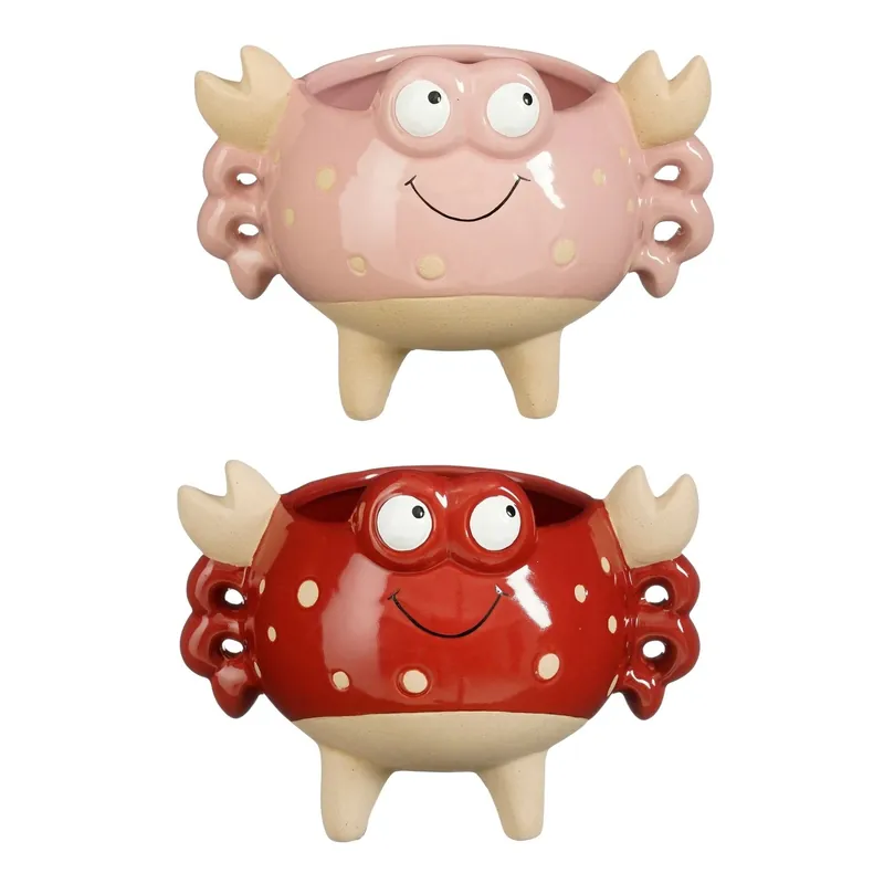 mica Pot funny krab l18b13h13cm rood 2 assorti | Wees er snel bij