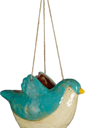 Voorraad bijna op - Mica Pot vogl hngd l22.5b13.5h13.5cm blw
