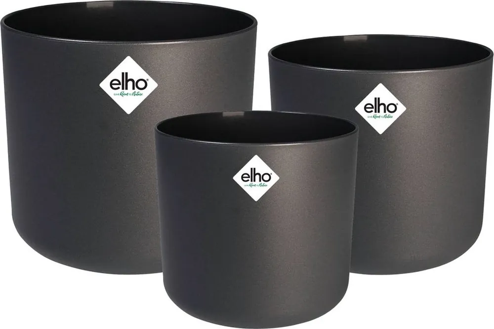 Elho B.for Soft Rond - Bloempotten voor Binnen - 100% Gerecycled Plastic - Set van 3 - Ø 14, 16, 18 - Nu kopen