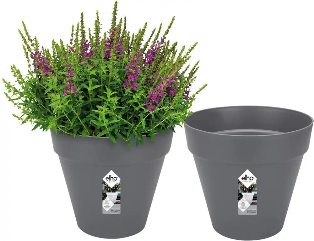 Elho Loft Urban Rond 30 - Plantenpot voor Buiten met Waterreservoir - Set van 2 - Ø 29 x H 30.5 cm - - Bestel vandaag