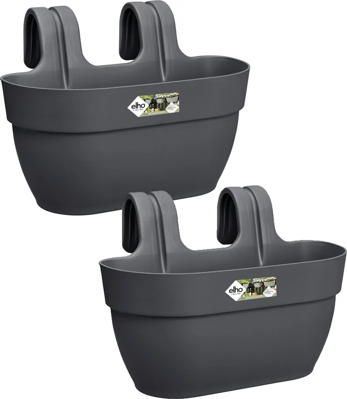 Scherpe prijs - Elho Vibia Campana Easy Hanger - Balkonbakken met Ophanging - 100% Gerecycled Plastic - Set van 2