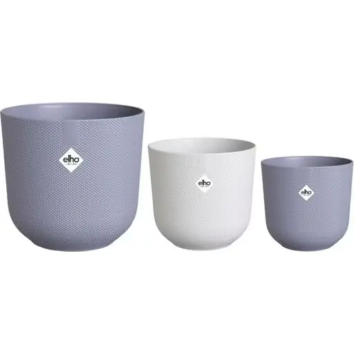Elho Jazz Rond - Bloempotten voor Binnen - 100% Gerecycled Plastic - Set van 3 - Ø 14, 16, 19 cm - M - Premium