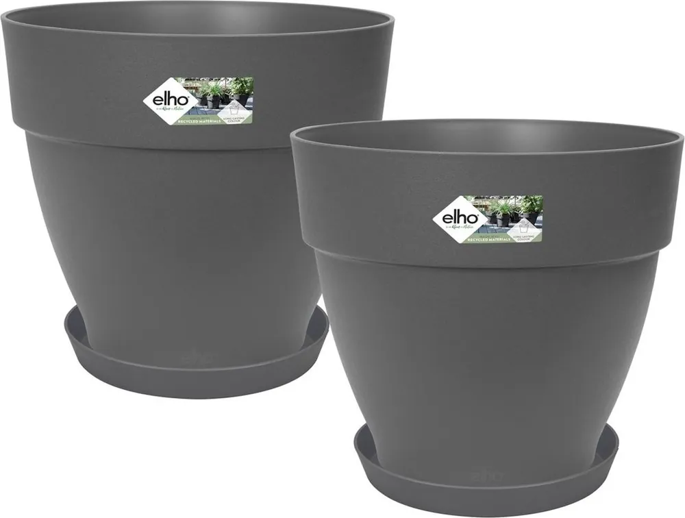 Elho Vibia Campana Rond 30 - Bloempot met Schotel - 100% Gerecycled Plastic - Ø 29.8 x H 25.8 cm - A - Veel voordeel