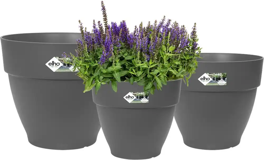Bestel vandaag | Elho Vibia Campana Rond Bloempotten - Plantenpotten voor Buiten - 100% Gerecycled Plastic - Set