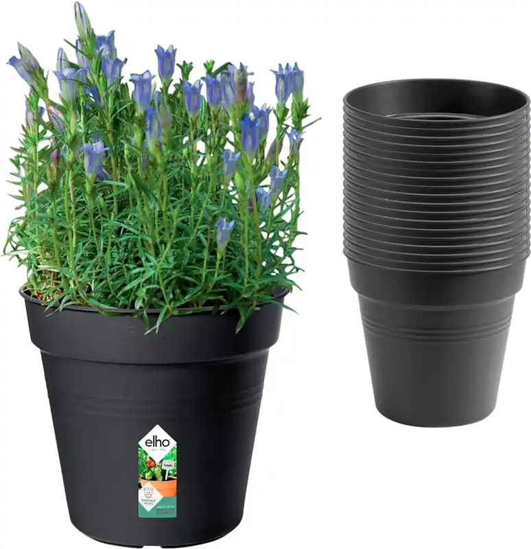 Favoriet van klanten | Elho Green Basics Kweekpotten set - 100% Gerecycled Plastic - Set van 20 - Ø 17 x H 15.8 cm
