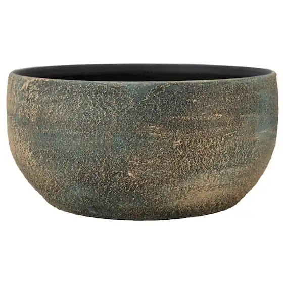 Floran Schaal madeira d28h13cm blauw goud - Nog maar een paar beschikbaar