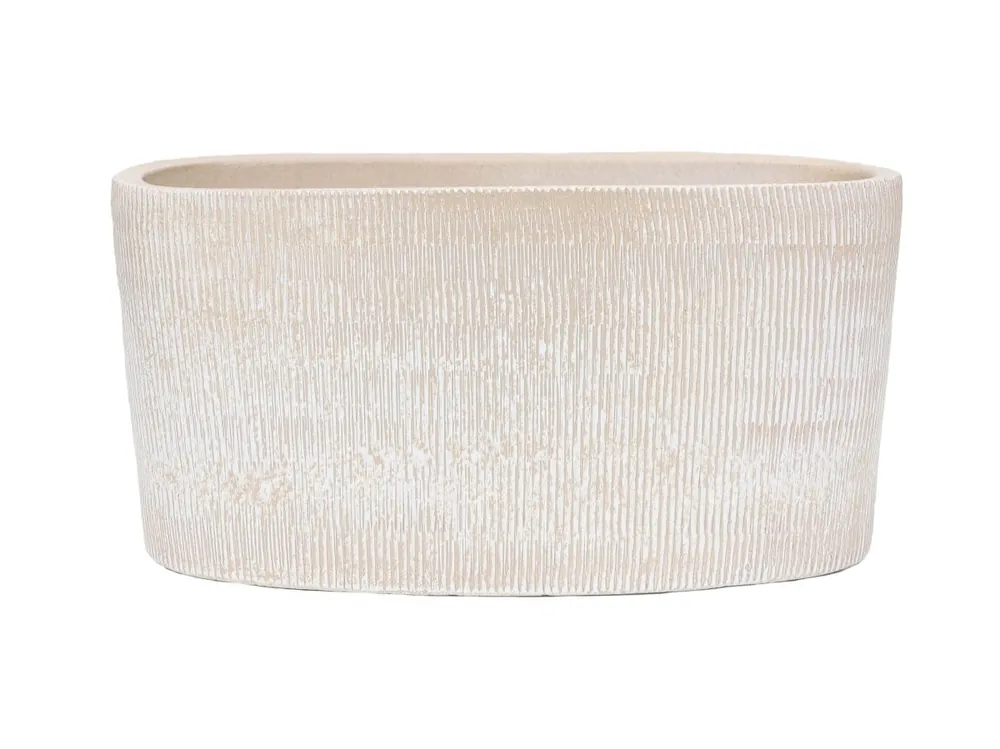 Voorraad bijna op - HS Pot miami ovaal 37x14x20cm creme