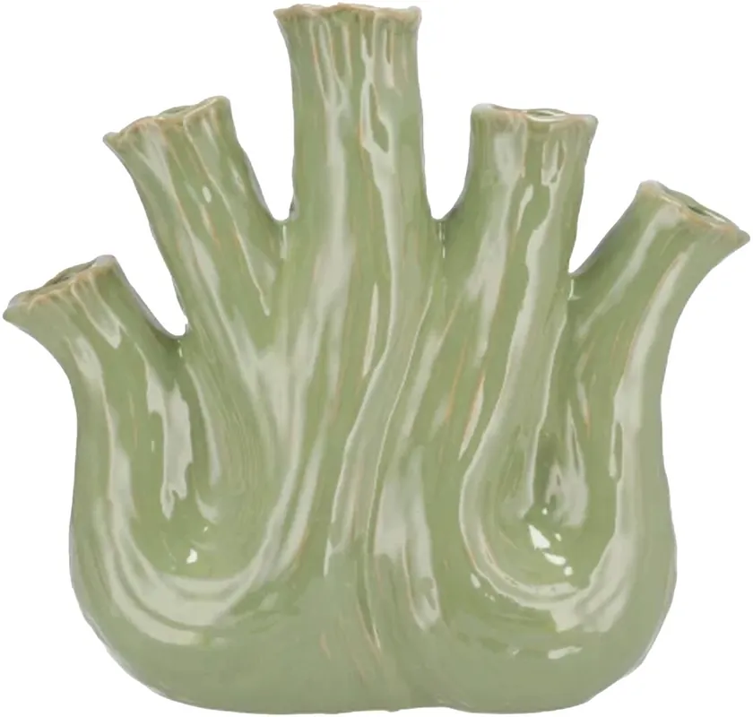 Direct van de fabrikant - DK Aglio Green Active Glaze Vase Oval 36X17X33Cm