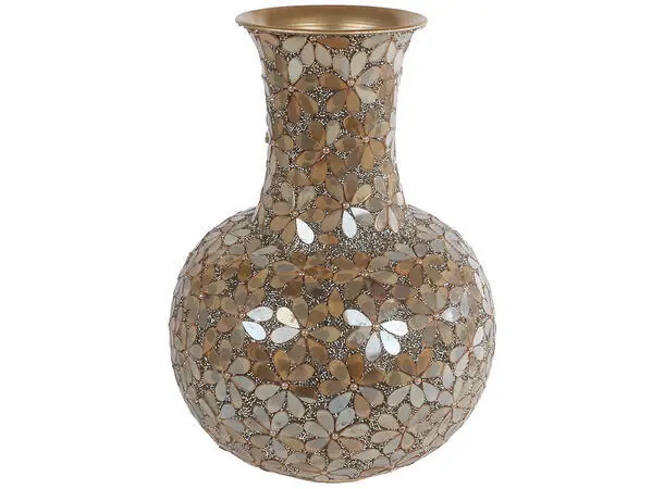 Nieuw binnen - van Manen Vaas mozaiek glas 26x26x36cm goud