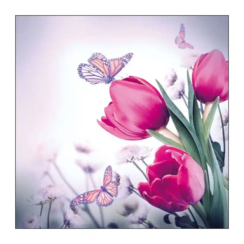 Napkin 33 Butterfly & Tulips FSC Mix - Net toegevoegd